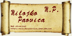 Milojko Paovica vizit kartica